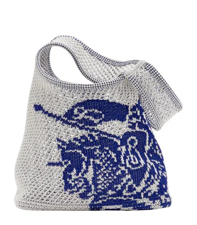 Burberry Crochet Ekd Tote Bag In White