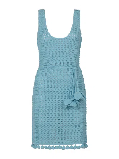 Burberry Crochet-knit Belted-waist Sleeveless Dress In B6004