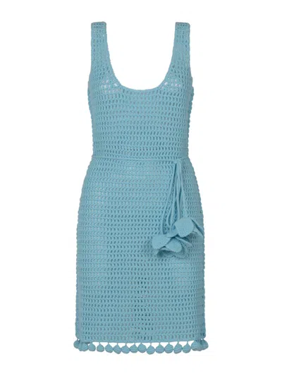 Burberry Abito In Crochet Azzurro Donna In Blue