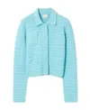 Burberry Crochet Technical Cotton Jacket In Blue