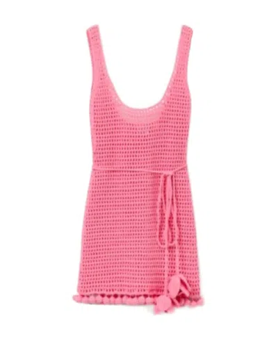 Burberry Crochet-knit Sleeveless Dress In Pink