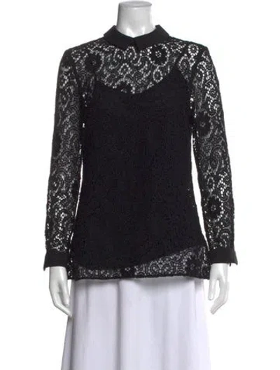 Pre-owned Burberry Crochet Lace Pattern Top In Black