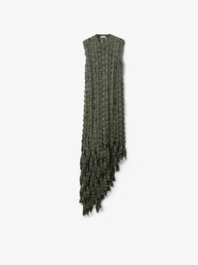 Burberry Crochet Silk Blend Dress In Oat/ivy