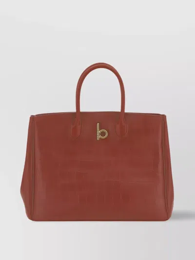 BURBERRY CROCO LEATHER TOTE BAG WITH GOLD HARDWARE
