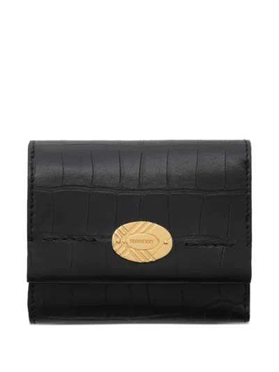 Burberry Crocodile-effect Check Wallet In Black