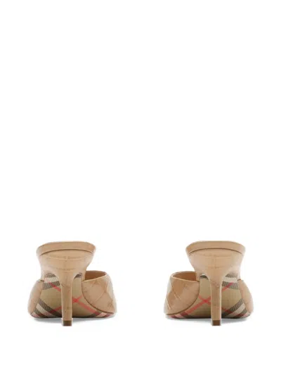 Burberry Crocodile-effect Leather Mews Low Sandals​ In Brown