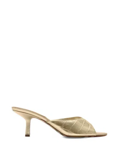 Burberry Crocodile-embossed Leather Sandals In Gold