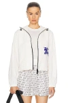 Burberry Hooded Ekd Embroidered Jacket In Rain