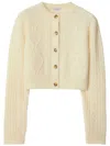 Burberry Wool-alpaca Cropped Aran Cardigan In Neutrals