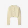 Burberry Wool-alpaca Cropped Aran Cardigan In Snow