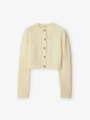 Burberry Wool-alpaca Cropped Aran Cardigan In Snow
