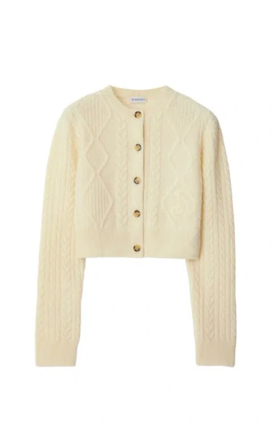 BURBERRY BURBERRY CROPPED ARAN WOOL BLEND CARDIGAN