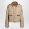 Burberry Oldham Beige Quilted Jacket With Corduroy Collar In Tech Fabric Woman In Neutral