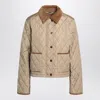 Burberry Cropped Beige Quilted Nylon Jacket Women In Brown