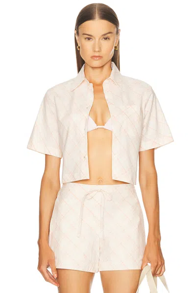 Burberry Cropped Button Up Top In Pink
