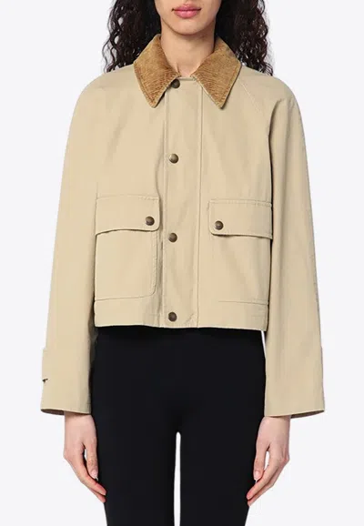 Burberry Cropped Buttoned Jacket In Beige