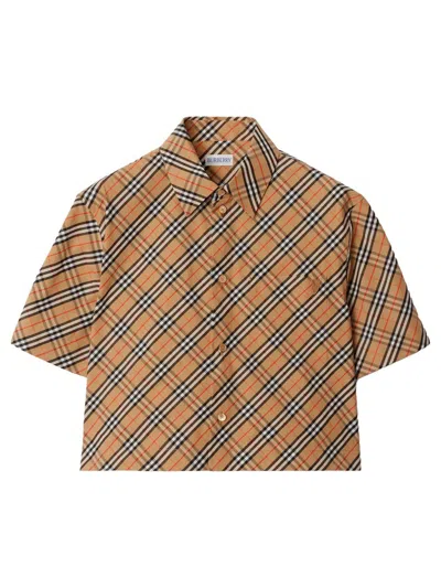 BURBERRY BURBERRY CROPPED CHECK COTTON SHIRT