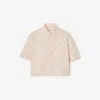 Burberry Check Short-sleeve Crop Button-down Shirt In Neutral