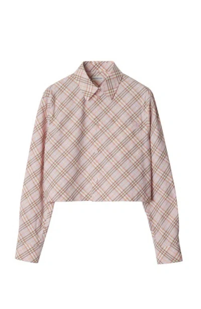 BURBERRY BURBERRY CROPPED CHECK COTTON SHIRT