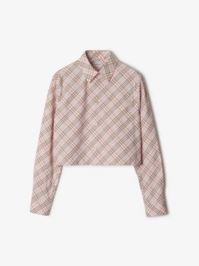 Burberry Vintage Check Cropped Buttoned Shirt In Pink