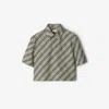 Burberry Check Short-sleeve Crop Button-down Shirt In Husk