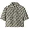Burberry Check Short-sleeve Crop Button-down Shirt In Husk
