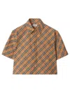 Burberry Women's Cropped Check Cotton Shirt In Nude & Neutrals
