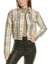 Burberry Cropped Checkered Jacket For In Beige