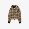 Burberry Fiona Check Teddy Fleece Zip Hoodie In Brown
