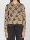 Burberry Cropped Check Knit Sweater With Ribbed Details In Black