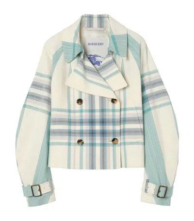 Burberry Cropped Check Ladybrook Jacket In Blue