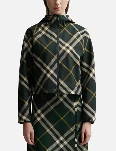 Burberry Check Crop Jacket In Green