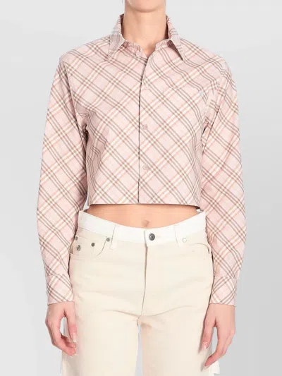 BURBERRY CROPPED CHECK LONG-SLEEVED POINT COLLAR