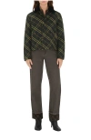 Burberry Cropped Check Quilted Barn Jacket In Gray
