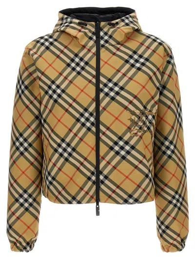 Burberry Cropped Check Reversible Jacket In Cream