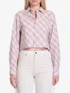 Burberry Vintage Check Cropped Buttoned Shirt In Beige