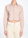 Burberry Vintage Check Cropped Buttoned Shirt In Beige