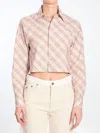 Burberry Vintage Check Cropped Buttoned Shirt In Beige