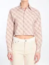 Burberry Vintage Check Cropped Buttoned Shirt In Beige