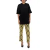 Burberry Cropped Check Technical Wool Tailored Trousers In Yellow/gold Tone