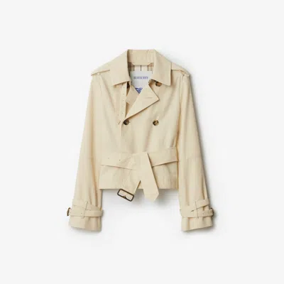 Burberry Cropped Cotton Blend Trench Jacket In Alpine