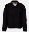 Burberry Cropped Cotton Gabardine Trench Coat In Black