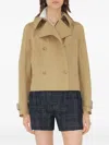 Burberry Cropped Cotton Trench Jacket In Brown