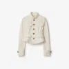 Burberry Cropped Cotton Jacket In Off White