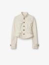 Burberry Cropped Cotton Jacket In Off White