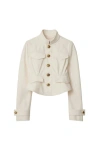 Burberry Cropped Cotton Jacket In Off White