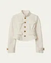 Burberry Cropped Cotton Jacket In Off White
