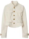 Burberry Cropped Cotton Jacket In White