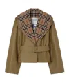 Burberry Cropped Cotton Jacket With Check Warmer In Multi
