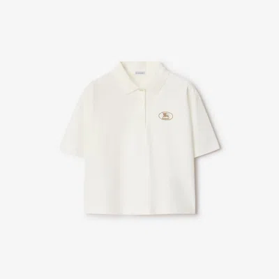 Burberry Cropped Cotton Polo Shirt In Chalk